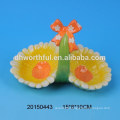 Hand painted ceramic egg holder baskets with flower design